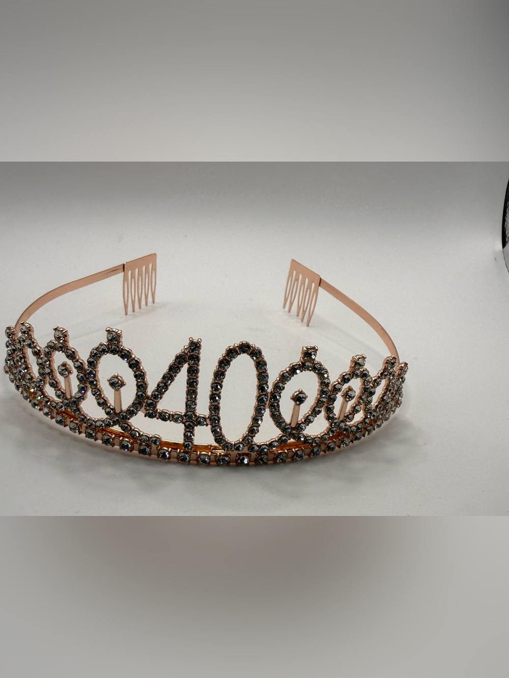 Rose Gold 40th Celebration Rhinestone Tiara Headband